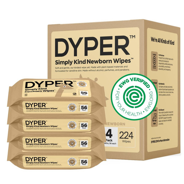 DYPER Plastic-Free Newborn Baby Wipes | 99.9% Water Baby Wipes | 100%