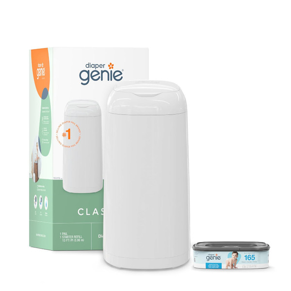 Diaper Genie Classic Pail Includes 1 Starter Square Refill That can Ho