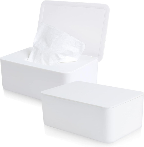 Wet Wipes Storage Box, 2 Pack Wipes Dispenser Holder Tissue Storage Bo