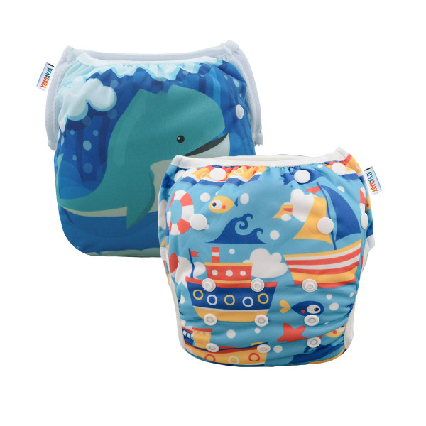 ALVABABY 2pcs Swim Diapers Reuseable Adjustable for Baby Gifts & Swimm