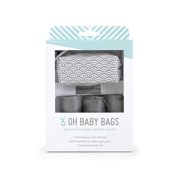 Diaper Bag Clip-On Dispenser Gift Box with Disposable Bags, Gray Scall
