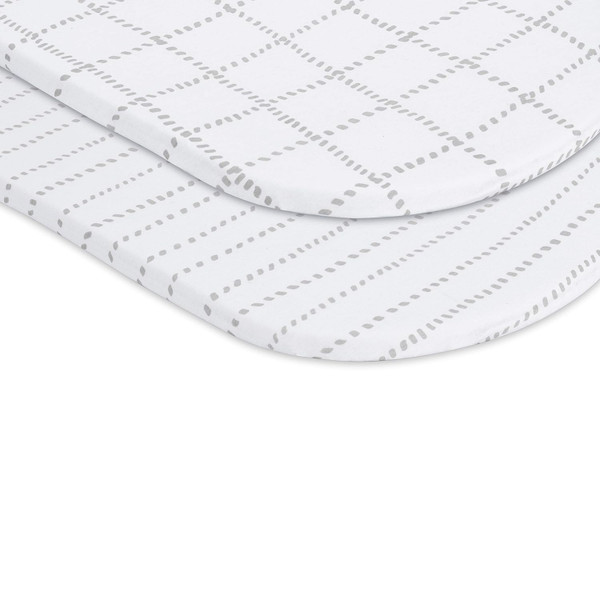 Bassinet Sheet 2 Pack - Jersey Knit Cotton for Baby Boy or Baby Girl, Grey