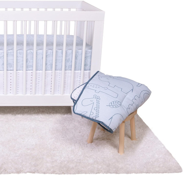 Trend Lab Modern Baby Crib Bedding Set for Boys | Simple Safari 4 Piece Nursery Décor Quilt, 2 Fitted Crib Sheets, and D