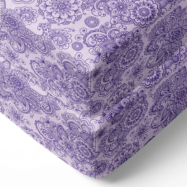 Bacati - 2 PACK Paisley Floral 100 percent cotton percale Universal Baby US Standard Crib/Toddler Bed fitted sheets (LIL