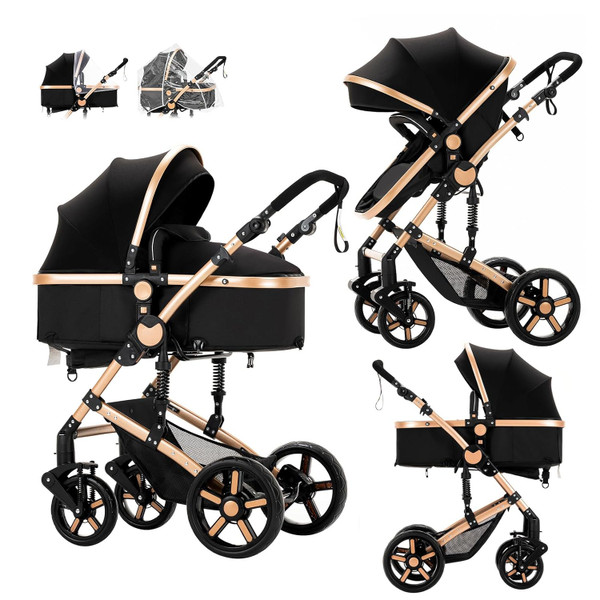2 in 1 Baby Stroller with Bassinet, Convertible Pram, Reversible Standard Baby Stroller, Portable Baby Buggy, Infant Car