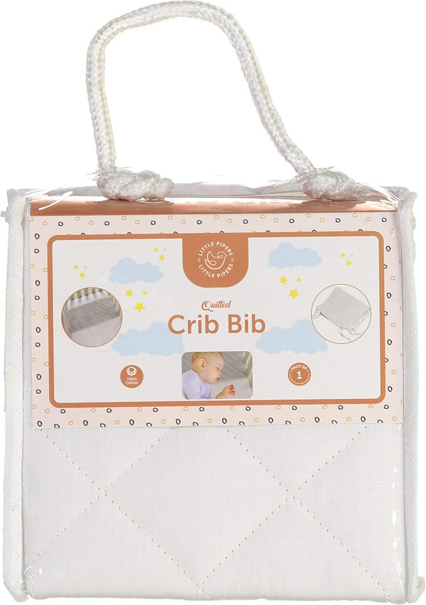 Abstract Quilted Portable Crib Bib Sheet Saver 24.5" X 13" (1 Pack, White)