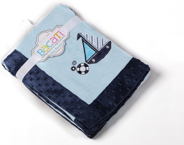 BAcati - Little Sailor Infant to Toddler Plush Embroidered Blanket 30 x 40 inches