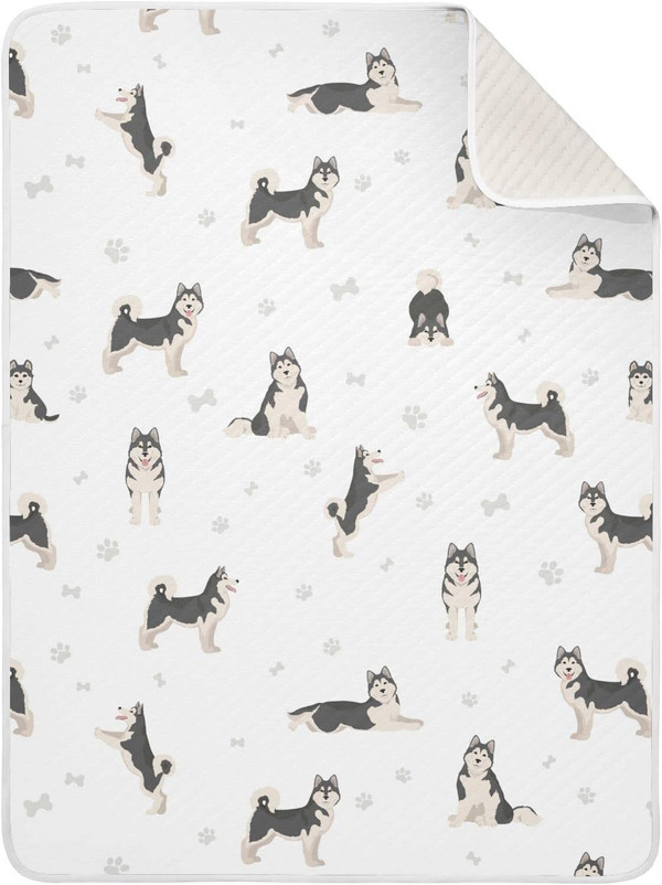 Malamute Dogs Baby Blanket for Boys Girls Cotton Throw Blanket Swaddle Blanket for Crib Stroller Nursery Receiving Blank