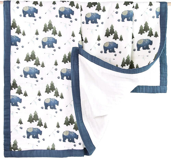 Aenne Baby, 4-Layer Muslin Toddler Crib Blanket for Boys, Warm and Hypoallergenic Extra Soft Wrap for New Borns and Infa