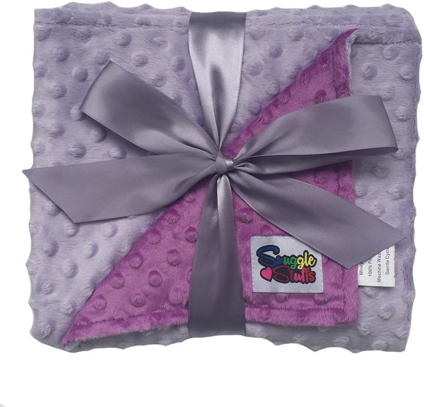 Reversible Unisex Children's Soft Baby Blanket Minky Dot (Lavender/Violet)