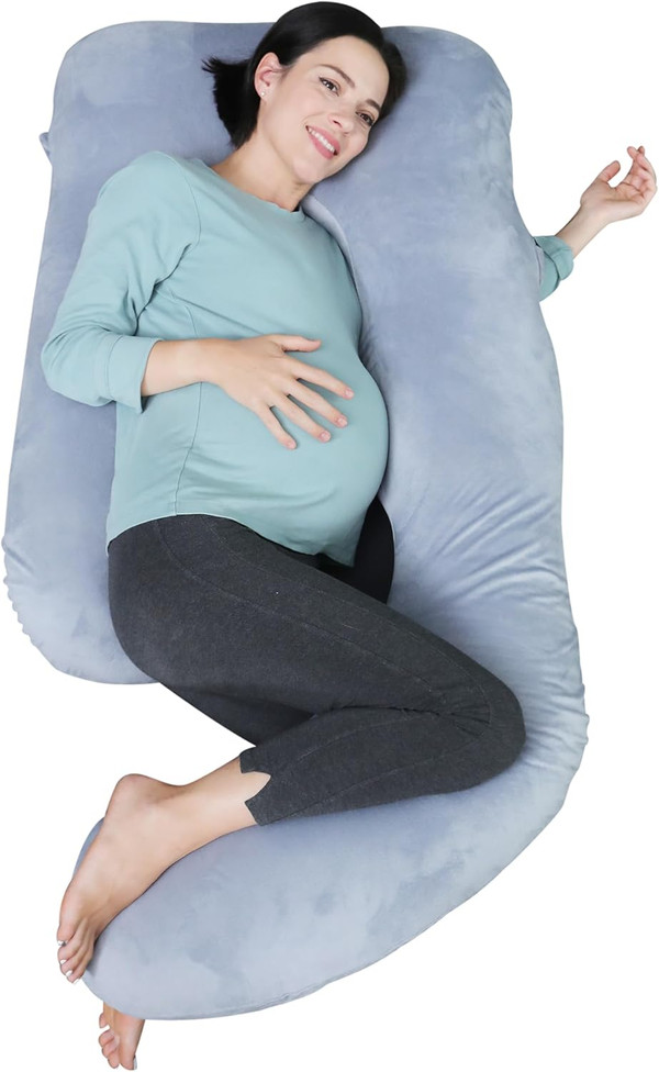 Pregnancy Pillows for Sleeping - U Shaped Full Body Maternity Pillow with Removable Cover - Support for Back, Legs, Bell