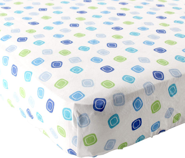 Luvable Friends Unisex Baby Fitted Crib Sheet, Blue Geometric, One Size