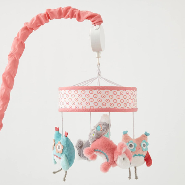 Levtex Baby - Fiona Musical Rotating Baby Crib Mobile - Plush Bears and Owls - Grey, Blue, Navy, Tauper, White - Nursery