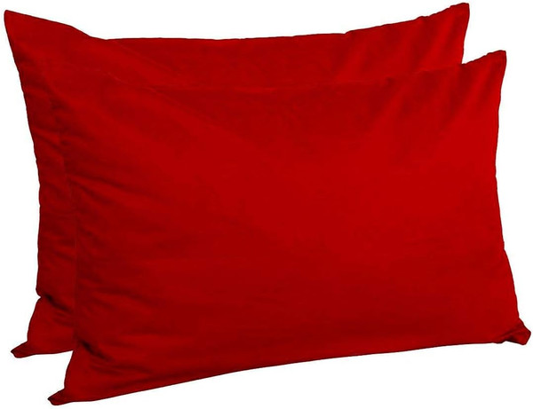 Travel Pillow Case 12x16 Set of 2 Red Solid Envelope Style 500 Thread Count Toddler Pillowcase 100% Egyptian Cotton Trav