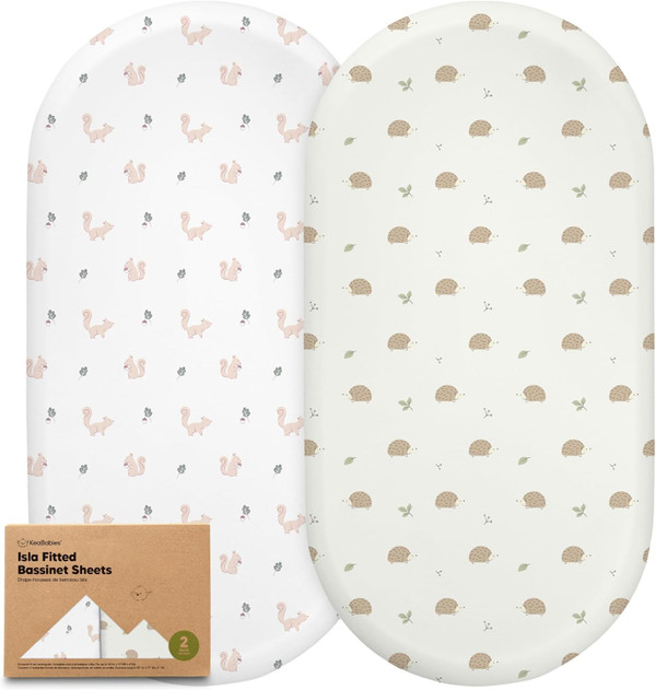 2-Pack Baby Bassinet Sheets Girl,Boy-Viscose Derived from Bamboo Fitted Bassinet Sheets Compatible with Halo Bassinest S