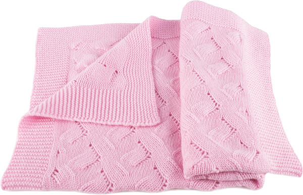Girls Luxury 100% Cashmere Baby Blanket - 'Baby Pink' - hand made in Scotland RRP $300