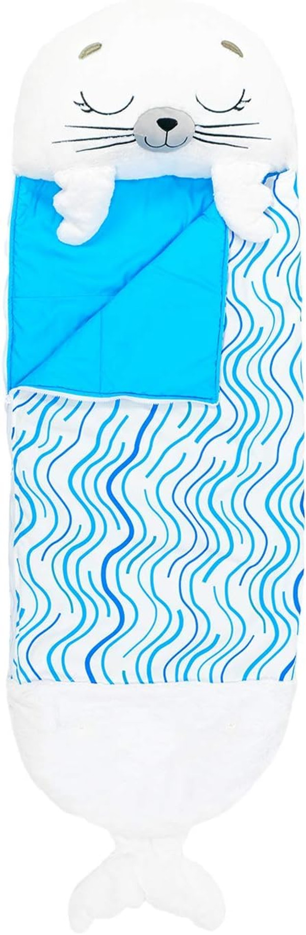 Happy Nappers Pillow & Sleepy Sack- Comfy, Cozy, Compact, Super Soft, Warm, All Season, Sleeping Bag with Pillow- Seal (