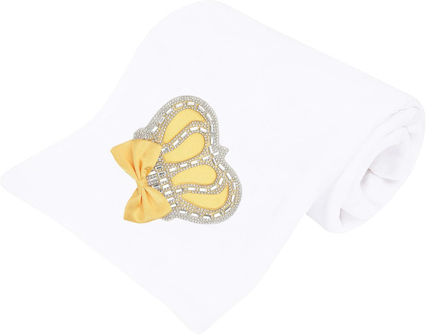 Lilax Baby Girl Newborn Jewels Crown Swaddle Receiving Blanket (One Size, Yellow)