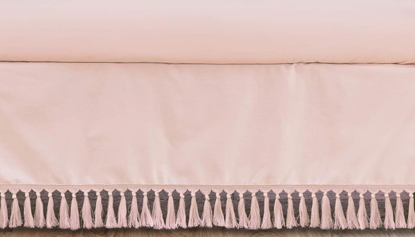 Sweet Jojo Designs Pink Boho Bohemian Girl Baby Nursery Crib Bed Skirt Dust Ruffle - Solid Color Blush Shabby Chic Princ