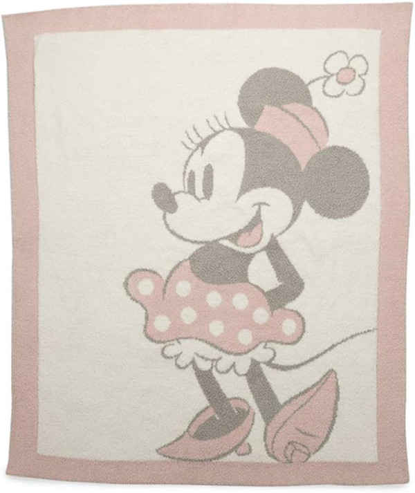 Barefoot Dreams CozyChic Vintage Minnie Mouse Baby Blanket Dusty Rose Multi One Size