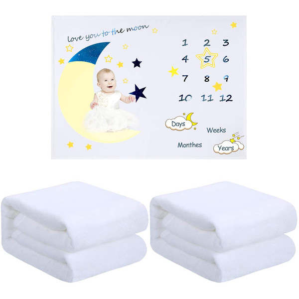 Boao 2 Pcs Sublimation Baby Blankets 30 x 40 Inch Blank White Baby Receiving Blanket Fuzzy Soft Warm Blanket Infant Newb