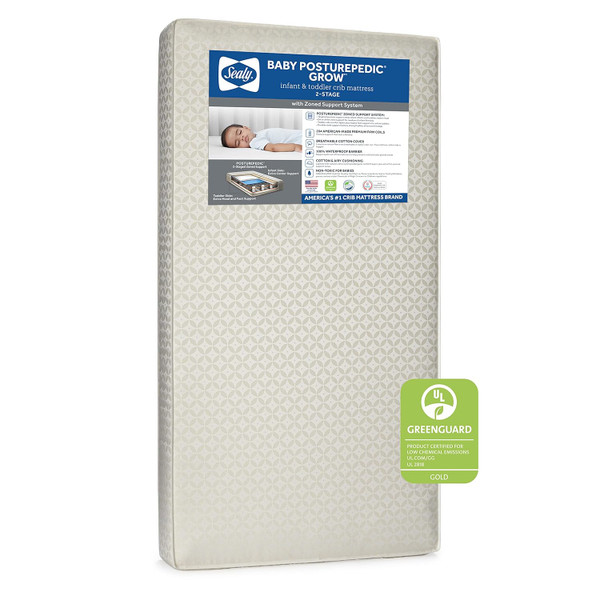 Posturepedic Grow Breathable 2-Stage Dual Firmness Waterproof Baby Crib Mattress & Toddler Bed Mattress, 204 Premium Coi