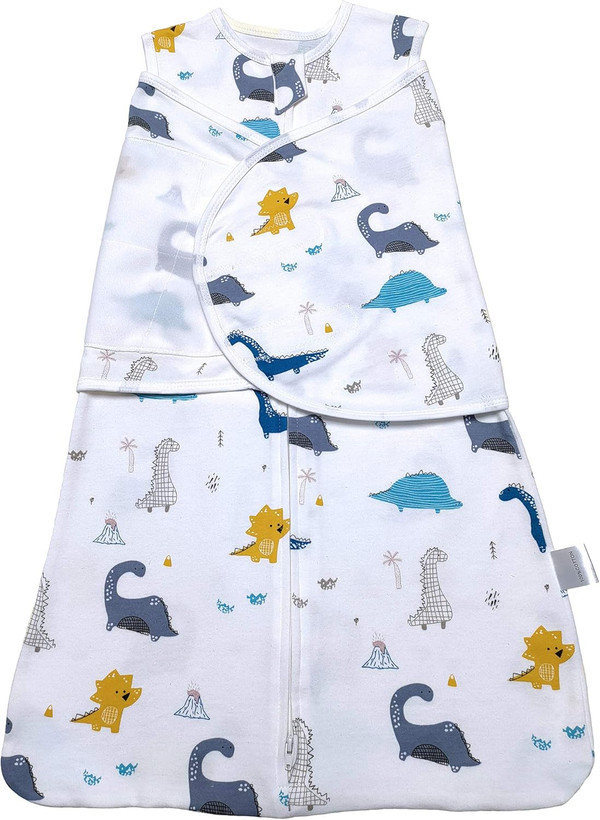 Baby Dinosaur Swaddle Cotton Split Sleeping Bag Swaddle Wearable Blanket for Boys and Girls, 4 Season, 6-12 Months (Blue