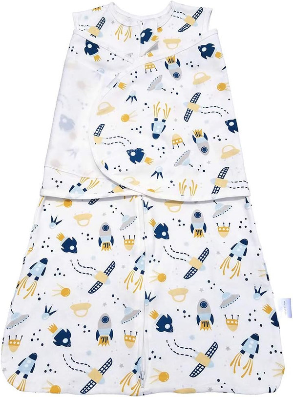Split Baby Swaddle Spaceship Cotton Sleepsack for Babies Wearable Blanket for Baby Boys and Girls, 6-12 Months