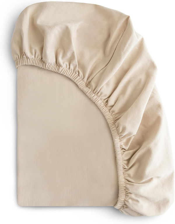 mushie Stretchy & Soft Crib Sheet | Fitted 28" x 52" (Fog)