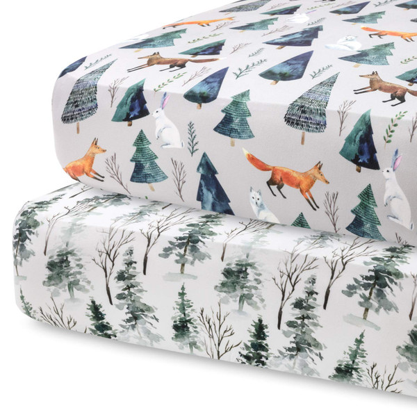 Pobi Baby - 2-Pack Fitted Crib Sheets for Boys, Girl - Baby Crib Sheets Neutral - Crib Mattress Sheet - Ultra-Soft Cotto