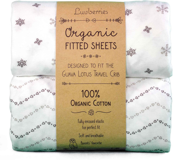 100% Organic Cotton Sheets for The Guava Lotus Travel Crib (Set of 2) - Baby and Toddler, Fitted Crib Sheets, for Boys &