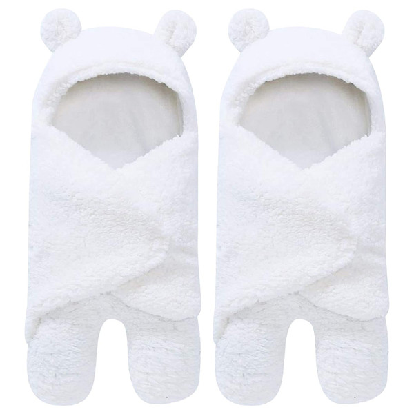 2 Pack Sherpa Baby Swaddle Blanket - Ultra Soft Plush for Infants 0-6 Months | Receiving Swaddling Wrap - Ideal Newborn