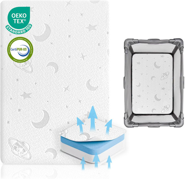 Pack and Play Mattress, 38x26 Thick Memory Foam Pack N Play mattresses for Baby and Toddler, Portable Pack Play Mattress