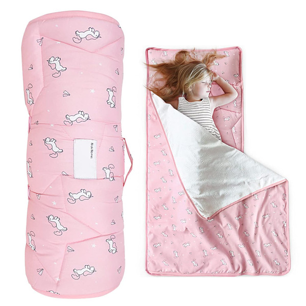 Toddler Nap Mat with Pillow and Blanket 50" x 21" x 1.5", Nap Mat for Boys Girls Super Soft and Cozy, Kids Sleeping Bag