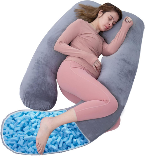 AS AWESLING Shredded Memory Foam Body Pillow, Pregnancy Pillows for Sleeping, Maternity Pillow for Pregnant Women, Memor