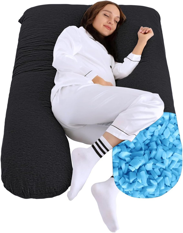 Memory Foam Pregnancy Pillows for Sleeping - Cooling Cotton Cover - U-Shape Full Body Maternity Pillow,Body Pillows for