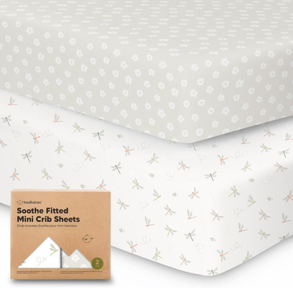 2-Pack Mini Crib Sheets Fitted, Pack and Play Sheets - Organic Cotton Pack N Play Sheets for Pack and Play Mattress, Pla