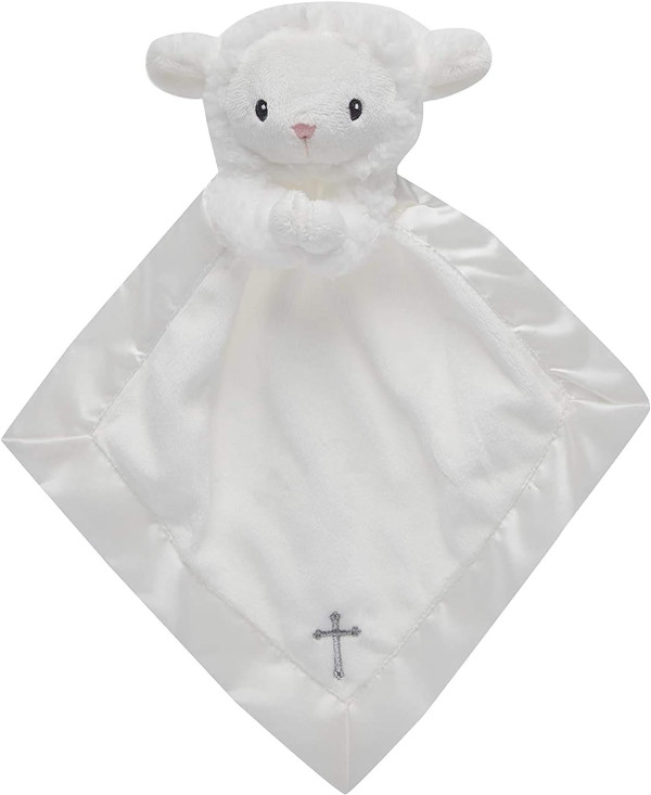Baby Aspen Bedtime Blessings Lamb Lovie for Babies Security Blanket, Rattle, Newborn Baby Toy, White, 1 Count (Pack of 1