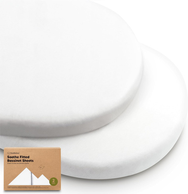 2-Pack Organic Bassinet Sheets for Girls, Boys - 100% Cotton Bassinet Mattress Sheets Compatible with Halo Bassinest Swi