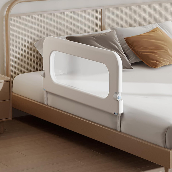 Baby Bed Guard Rail for Toddler - 32in Adjustable Heights, Swing Down Bedrail, Extra Tall Child Safety Side Railing Guar