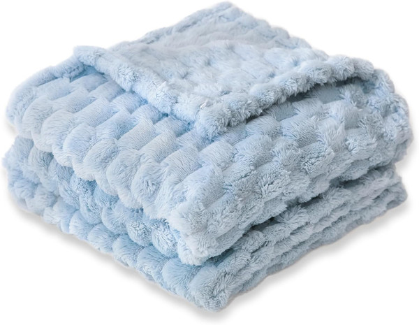 HOMRITAR Baby Blanket for Boys or Girls 3D Jacquard Fluffy Fuzzy Blanket for Infant, Soft Warm Cozy Flannel Fleece Warm