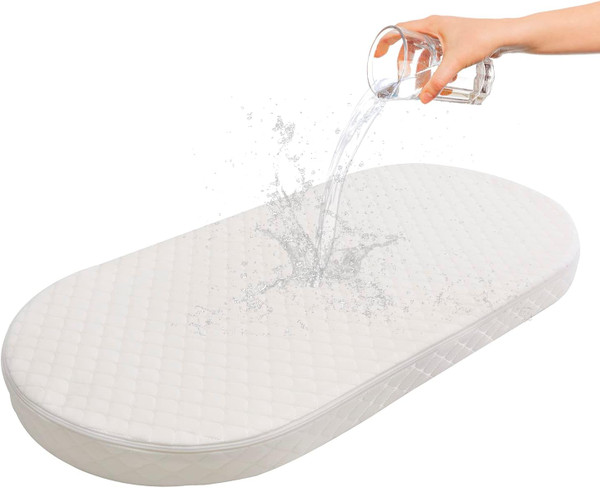 Baby Bassinet Mattress, Breathable, Hypoallergenic, Premium Foam, Non-Toxic, Oval Shaped with Removal Waterproof Cover,1