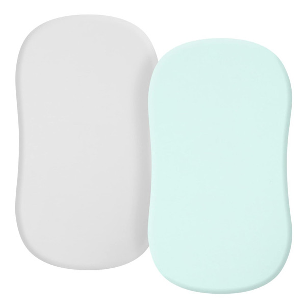 TILLYOU Bassinet Sheets Baby Ultra Soft Fitted for Boys Girls, Fits Oval/Rectangle/Hourglass Mattress?2 Pack Gray and Gr