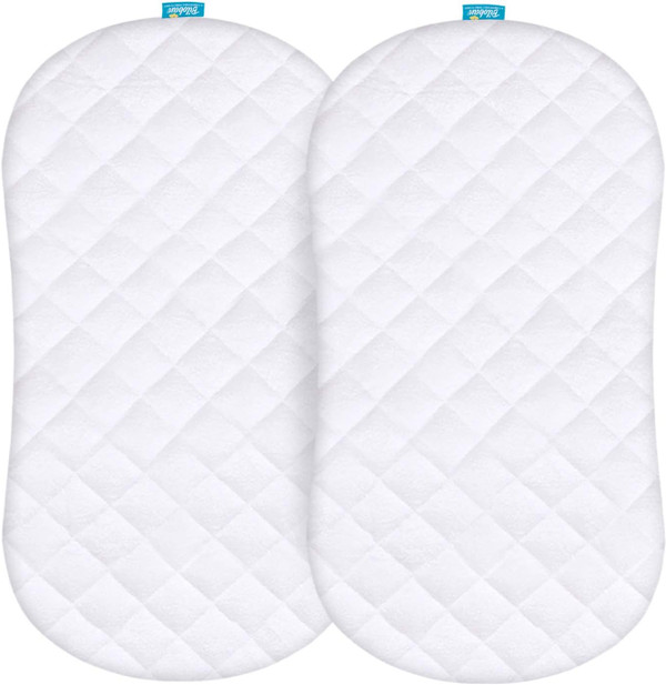 Bassinet Mattress Pad Cover Compatible with Halo BassiNest Swivel Sleeper, 2 Pack, Waterproof Quilted Ultra Soft Viscose