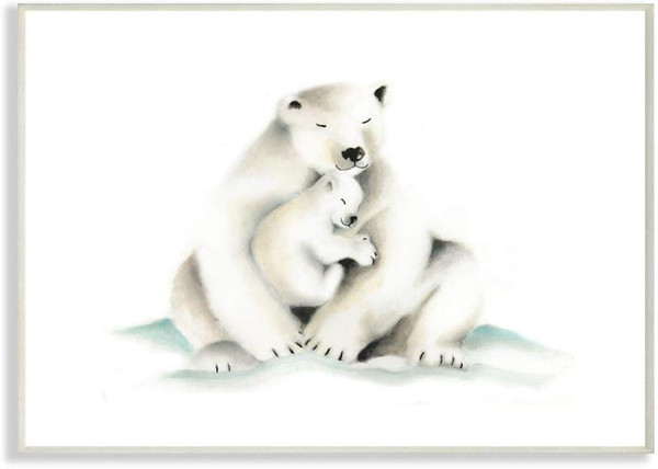Stupell Industries Cute Cartoon Baby Polar Bear Family Zoo Animal Painting Wall Plaque, 13 x 19, Multi-Color