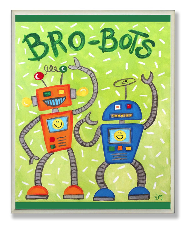 The Kids Room by Stupell Bro-Bots Rectangle Wall Plaque, 11 x 0.5 x 15, Proudly Made in USA