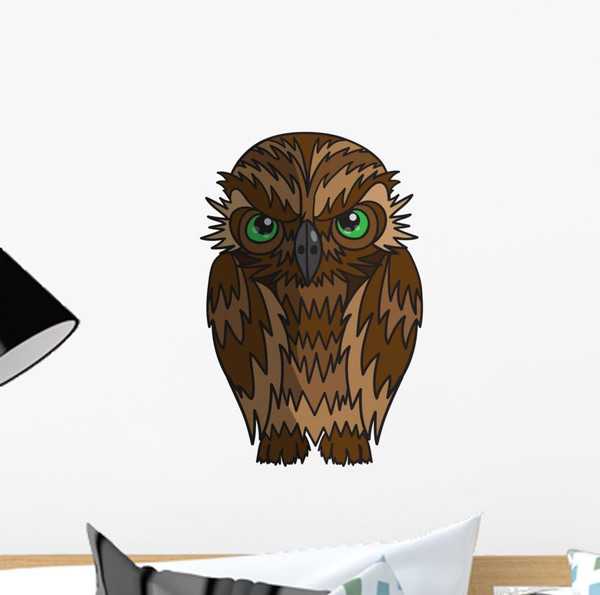 Cartoon Owl Wall Decal Peel and Stick Graphic (12 in H x 12 in W) WM71396