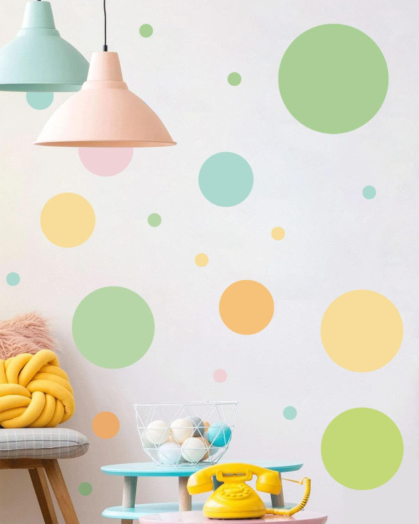 Big Polka Dots Wall Decals Peel and Stick Vinyl Wall Stickers for Kids Bedroom Neutral Nursery Playroom Classroom Wall D