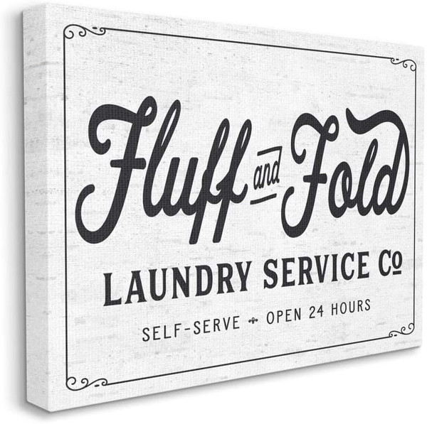 Stupell Industries Fluff and Fold Laundry Room Vintage Country Sign, Designed by Lettered and Lined Wall Art, 24x30, Can