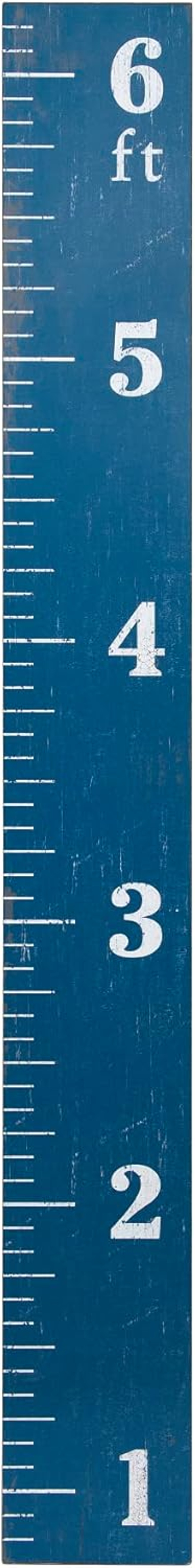 Creative Co-Op Growth Chart Ruler Wall Décor, 0.75" x 66.00", Blue